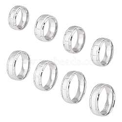 DICOSMETIC 8Pcs 8 Size 201 Stainless Steel Grooved Finger Ring for Men Women, Stainless Steel Color, Inner Diameter: US Size 5 1/4~14(15.9~23mm), 1Pc/size(RJEW-DC0001-11)