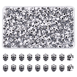 Qpaque Acrylic Beads, Skull, Black, 12x9x9.5mm, Hole: 1.8mm, 400pcs/box(SACR-AR0001-08)