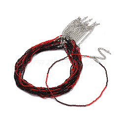 Faceted Rondelle Glass Beaded Necklace for Women, with Alloy Clasps, FireBrick, 15.16~15.94 inch(38.5~40.5cm), 2mm(NJEW-M208-02E)