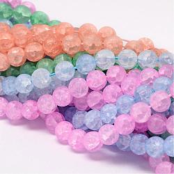 Synthetic Crackle Quartz Bead Strands, Round, Dyed, Frosted, Mixed Color, 6mm, Hole: 1mm; about 66pcs/strand, 15.75inches(CCG-K002-6mm-M)