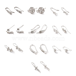 Rack Plating Brass Cubic Zirconia Earring Findings, Mixed Shape, Platinum, 13~29.5x2~10mm, Hole: 1.5~2mm, 21 Gauge, Pin: 0.7~1mm(KK-B057-03)
