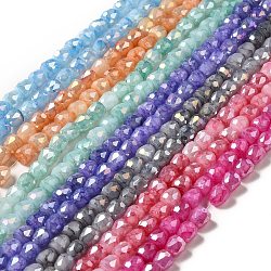 Electroplate Glass Beads Strand, AB Color Plated, Faceted, Bell, Mixed Color, 8x8mm, Hole: 1mm, about 61~69pcs/strand, 19.29~22.20 inch(49~56.4cm)(GLAA-G088-03)