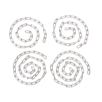 Unwelded Iron Paperclip Chains, Drawn Elongated Cable Chains, Platinum, 14x6x1.4mm, about 40cm/45cm/50cm/55cm, 4 strands/set, 6.23 inch(1.9m)/set