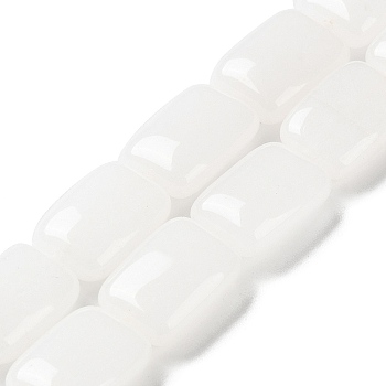 Natural White Jade Beads Strands, Rectangle, 14~15x10~11x5~5.5mm, Hole: 1~1.2mm, about 28pcs/strand, 16.02 inch(40.7cm)