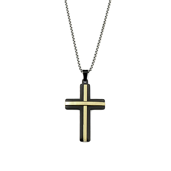 201 Stainless Steel Pendant Necklaces, Cross, Multi-color, 23.70 inch(60.2cm)