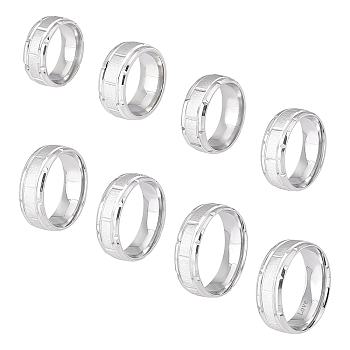DICOSMETIC 8Pcs 8 Size 201 Stainless Steel Grooved Finger Ring for Men Women, Stainless Steel Color, Inner Diameter: US Size 5 1/4~14(15.9~23mm), 1Pc/size