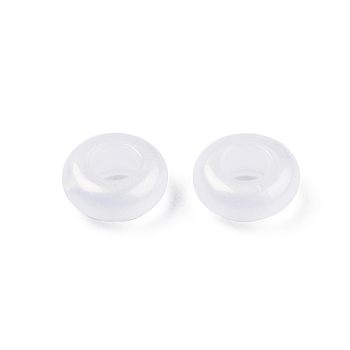 Opaque Acrylic with Glitter Powder Beads, Donut, White, 12x5mm, Hole: 5.5mm