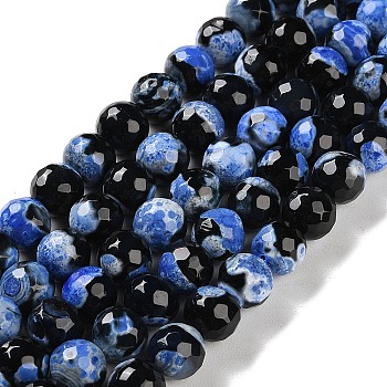 Natural Agate Beads Strands, Dyed & Heated, Faceted, Round, Royal Blue, 10mm, Hole: 0.8mm, about 37pcs/strand, 14.96''(38cm)