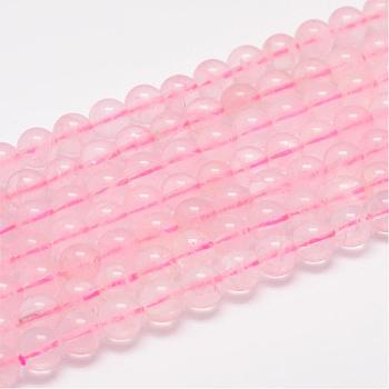 Natural Rose Quartz Beads Strands, Grade AB, Round, 8mm, Hole: 1mm, about 49pcs/strand