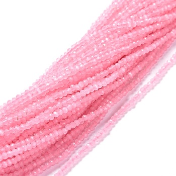 Cat Eye Beads Strands, Round, Faceted, Pink, 2mm, Hole: 0.2mm, 14.17 inch(36cm), 174~184pcs/strand
