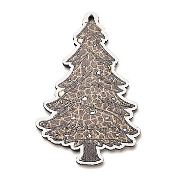 Wood Pendants, Christmas Theme Charms, Christmas Tree, 49.5x33x2.5mm, Hole: 1.8mm