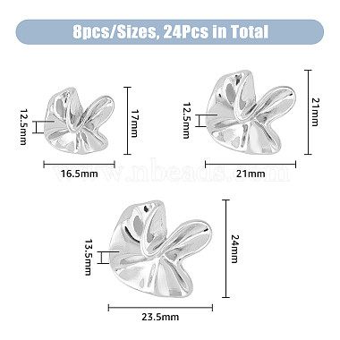 HOBBIESAY 24Pcs 3 Style Irregular Flower Shape 1-Hole Zinc Alloy Shank Buttons(BUTT-HY0001-01P)-2