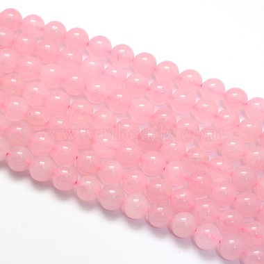 Naturel rose de rondes de quartz perles brins(G-O047-04-8mm)-2