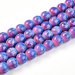 Baking Painted Glass Beads Strands, Round, Two Tone, Royal Blue, 10~10.5mm, Hole: 1.4mm, about 79~83pcs/strand, 29.92~31.10 inch(76~79cm)(X-DGLA-N008-8mm-02)