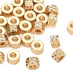SHEGRACE Brass Beads, Cadmium Free & Nickel Free & Lead Free, Textured Flat Round, Real 18K Gold Plated, 4.5x5x3mm, Hole: 2mm(XGRQ1A662-319G)