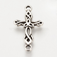 Tibetan Style Alloy Links connectors, Cross, Cadmium Free & Nickel Free & Lead Free, Antique Silver, 22.5x13x2mm, Hole: 1mm, about 1560pcs/1000g(TIBEP-S315-26AS-NR)
