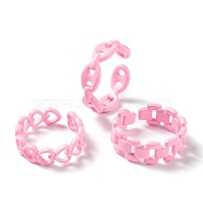 Spray Painted Brass Cuff Rings, Open Rings, Mixed Shapes, Pearl Pink, US Size 6~7 1/4(16.5~17.5mm)(RJEW-H545-H)