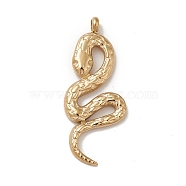 Ion Plating(IP) 304 Stainless Steel Pendants, Snake Charms, Real 14K Gold Plated, 27.5x11x2mm, Hole: 1.8mm(STAS-G295-04G)