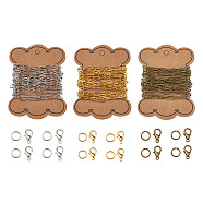 DIY Paperclip Style Jewelry Kits, Include Brass Paperclip Chains & Jump Rings, Zinc Alloy Lobster Claw Clasps, Mixed Color, Paperclip Chains: links about 9x3.5x0.7mm, 3color, 3m/color, 9m/set(DIY-CD0001-07)