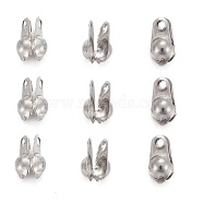 304 Stainless Steel Smooth Surface Bead Tips, Calotte Ends, Clamshell Knot Cover, Stainless Steel Color, 6x4x2.5mm, Hole: 1mm, Inner Diameter: 2mm(X-STAS-D150-02P)