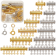 Brass Magnetic Slide Lock Clasps, Tube, Mixed Color, 16~47x10x6~7mm, Hole: 2mm(KK-TA0007-64)