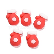 Opaque Resin Cabochons, Christmas Theme, Glove, Red, 22.5x16x8.5mm(CRES-D004-09)