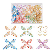 DIY Butterfly Wing Earrings Making Kit, Including Transparent Resin Pendants, 304 Stainless Steel  Jump Rings & Earring Hooks, Mixed Color, 80Pcs/box(DIY-TA0003-73)