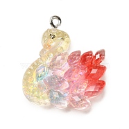 Resin Pendants, With Platinum Iron Loop & Glitter, Swan, 28x25x7.5mm, Hole: 1.8mm(RESI-Q012-02D)