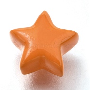 Spray Painted Brass Beads, Star, Dark Orange, 9.5x10x5.5mm, Hole: 2.3mm(KK-I683-22D)