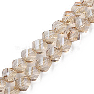Electroplate Transparent Glass Beads Strands, Faceted, Nuggets, Wheat, 8x7mm, Hole: 1.4mm, about 72pcs/strand, 20.08 inch(51cm)(EGLA-N002-39-F03)