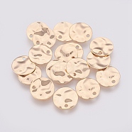 Brass Charms, Wavy Spacers, Nickel Free, Real 18K Gold Plated, Flat Round, 10x1mm, Hole: 1mm(X-KK-Q735-17G)