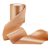 Flat Satin Single Face Ribbon, Polyester Ribbon, for Party Decoration, Champagne Gold, 4 inch(100mm), about 24.06 Yards(22m)/Roll(OCOR-WH0060-81B)