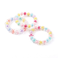Transparent Acrylic Beads Stretch Kids Bracelets Sets, Bead in Bead, Flower/Star/Round, Mixed Color, Inner Diameter: 1-5/8 inch(4.1cm), 3pcs/set(BJEW-JB06169)