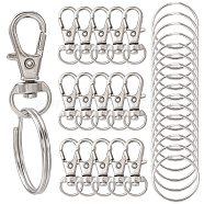25Pcs Alloy Swivel Lobster Claw Clasps, Swivel Snap Hook, with 25Pcs Key Rings, Platinum, Lobster Claw Clasps: 30.5x11mm, Hole: 5x10mm(PALLOY-CJ0003-02)