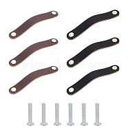 6 Sets 2 Colors Oval Leather Cabinet Handles, with Screw, Mixed Color, 16.8x2.5x0.85cm, 3 sets/color(FIND-HY0003-57)