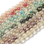 Baking Painted Glass Bead Strands, with Glitter Powder, Round, Mixed Color, 10x9mm, Hole: 1.6mm, about 38pcs/strand, 13.39''(34cm)(DGLA-Z001-02B)