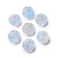 Spray Painted Transparent Glass Beads, Flower Charm, Alice Blue, 15x15x6mm, Hole: 1.2mm(GLAA-D038-01F)