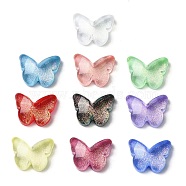K9 Glass Cabochons, with Glitter Powder, Butterfly, Mixed Color, 6.2x7.9x2.5mm(GGLA-Z003-04B)