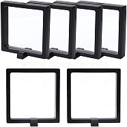 Plastic Frame Stands, with Transparent Membrane, 3D Floating Frame Display Holder, Coin Display Box, Black, 11x11.5x3.5cm(ODIS-NB0001-04)