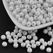 Opaque Acrylic Beads, Round, White, 6mm, Hole: 1.8~2mm, about 4480pcs/500g(PAB702Y-5)