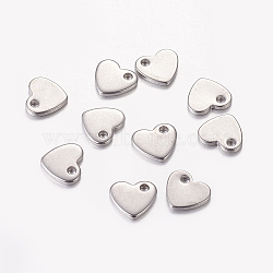 Pandahall 100Pcs 304 Stainless Steel Stamping Blank Tag Pendants, Heart Charms, Stainless Steel Color, 10x9x1.5mm, Hole: 1.8mm(STAS-TAG0001-33)