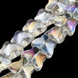 AB Color Plated Electroplate Transparent Glass Beads Strands, Butterfly, Clear AB, 8x10x6mm, Hole: 1mm, about 90pcs/strand, 10.08 inch(25.6cm)(EGLA-G037-11A-AB02)
