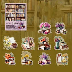 Waterproof PET Decorative Stickers, Bookish Liying Series, Plum, 65x65x0.2mm, 10pcs/style, 20pcs/set(DIY-M072-04F)