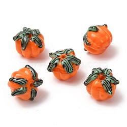 Handmade Lampwork Beads, Pumpkin, Orange, 10x13x12.5mm, Hole: 1.2mm(LA-CBAE4A5-01A)