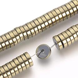 Electroplate Non-magnetic Synthetic Hematite Beads Spacers Strands, Heishi Beads, Flat Round/Disc, Light Gold Plated, 8x2mm, Hole: 1.5mm, about 179~180pcs/strand, 15.7 inch(G-Q486-75H)
