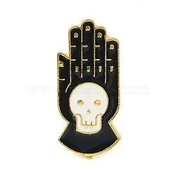 Enamel Pins, Black Alloy  Brooch, for Backpack Clothes, Skull Hand, 25x11x1mm(JEWB-S019-01D)