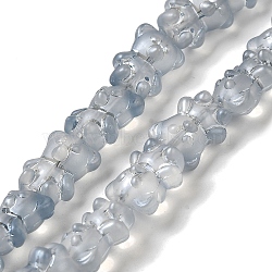 Electroplate Glass Beads Strands, Frosted, Bear, Light Steel Blue, 15x11.5x9mm, Hole: 1mm, about 45pcs/strand, 25.59''(65cm)(EGLA-Q127-A02-01C)