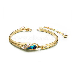 SHEGRACE Alloy Link Bracelets, with Micro Pave Cubic Zirconia Wing and Austrian Crystal, Blue Zircon, 6-3/4 inch(170mm)(JB72E)