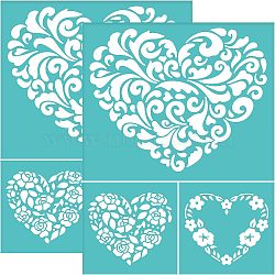 Self-Adhesive Silk Screen Printing Stencil, for Painting on Wood, DIY Decoration T-Shirt Fabric, Turquoise, Valentine's day Themed Pattern, 195x140mm(DIY-WH0337-045)