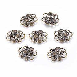 (Autumn Aesthetic Big Sale), Alloy Rhinestone Connector Settings, Lead Free and Cadmium Free, Flower, Antique Bronze Color, about 33.5mm long, 27mm wide, 3.5mm thick, Fit for 2mm rhinestone(EA10670Y-1AB)